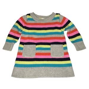 Carter's Striped Sweater Dress Baby Girl 12M | Bright Multicolor A-Line Knit